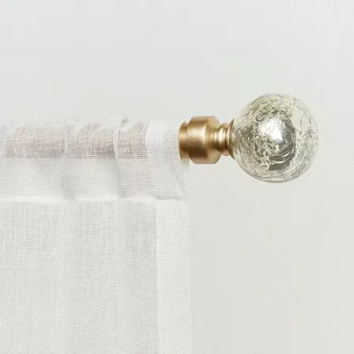 Exclusive Home Curtains Silver Aged Sphere 1 In Adjustable Curtain Rod In Yellow