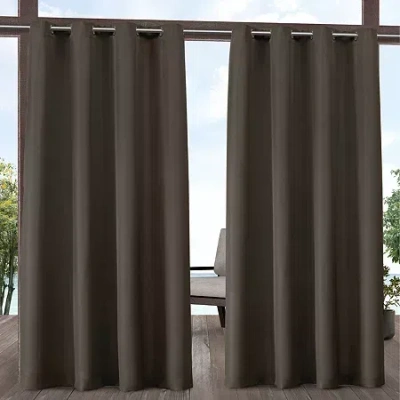 Exclusive Home Curtains Solid Grommet Top Light-filtering Set Of 2 Outdoor Curtain Panel In Brown