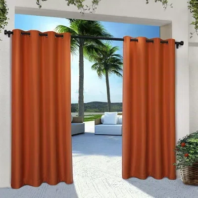Exclusive Home Curtains Solid Grommet Top Light-filtering Set Of 2 Outdoor Curtain Panel In Orange