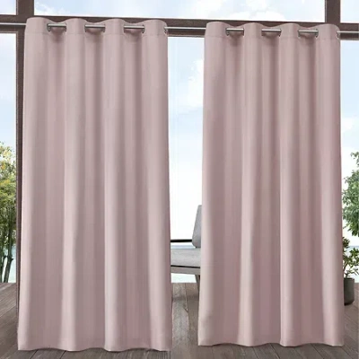Exclusive Home Curtains Solid Grommet Top Light-filtering Set Of 2 Outdoor Curtain Panel In Black