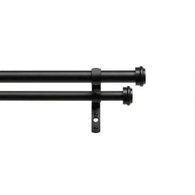 Exclusive Home Curtains Topper/topper Double Double Curtain Rod In Black