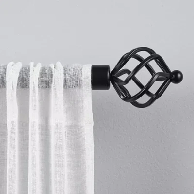 Exclusive Home Curtains Torch 1 In Adjustable Curtain Rod In Black