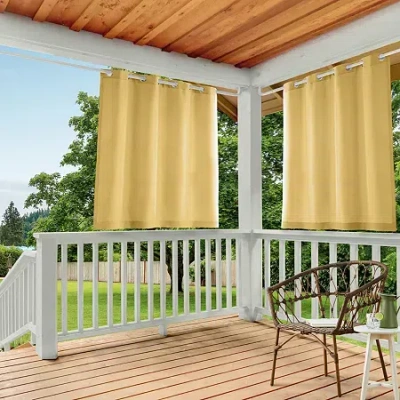 Exclusive Home Curtains Town And Country Cabana Solid Grommet Top Light-filtering Set Of 2 Outdoor Curtain Panel In Yellow