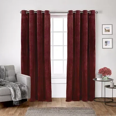 Exclusive Home Curtains Velvet Grommet Top Light-filtering Set Of 2 Curtain Panel In Red