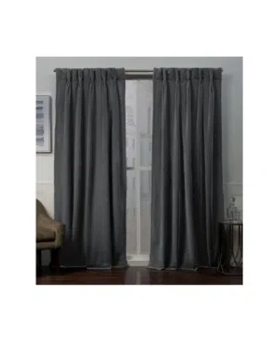 Exclusive Home Curtains Velvet Heavyweight Pinch Pleat Curtain Panel Pair, 27" X 108" In Light Past