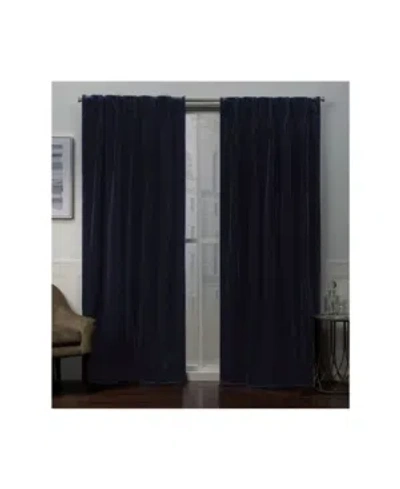 Exclusive Home Curtains Velvet Heavyweight Pinch Pleat Curtain Panel Pair, 27" X 108" In Navy
