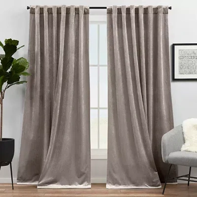 Exclusive Home Curtains Velvet Tab Top Light-filtering Set Of 2 Curtain Panel In Sand