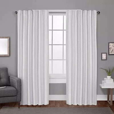 Exclusive Home Curtains Zeus Tab Top Blackout Set Of 2 Curtain Panel In White