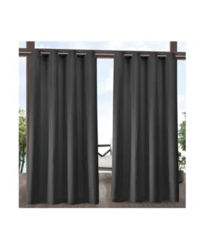 Exclusive Home Delano Heavyweight Textured Indoor/outdoor Grommet Top Curtain Panel Pair, 54" X 96" In Dark Grey