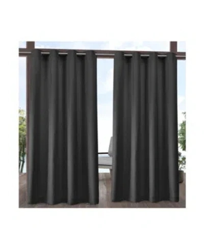 Exclusive Home Indoor/outdoor Solid Cabana Grommet Top Curtain Panel Pair, 54" X 84" In Dark Grey
