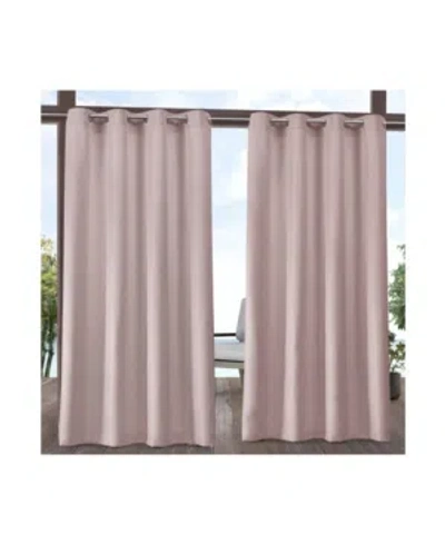 Exclusive Home Indoor/outdoor Solid Cabana Grommet Top Curtain Panel Pair, 54" X 84" In Pink