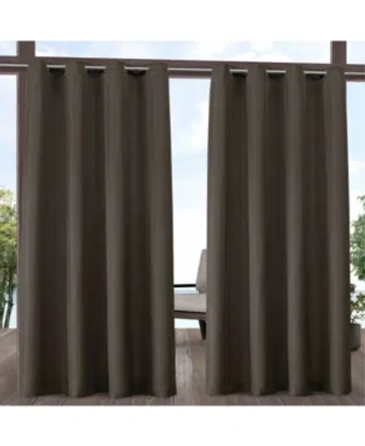 Exclusive Home Indoor/outdoor Solid Cabana Grommet Top Curtain Panel Pair, 54" X 96" In Dark Brown