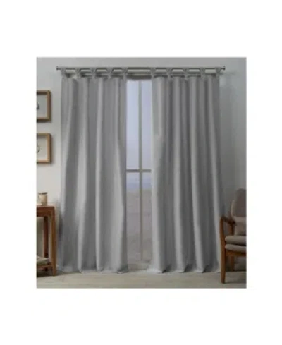 Exclusive Home Loha Linen Braided Tab Top Curtain Panel Pair, 54" X 96" In Lightpaste