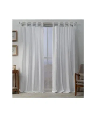 Exclusive Home Loha Linen Braided Tab Top Curtain Panel Pair In Lightpaste