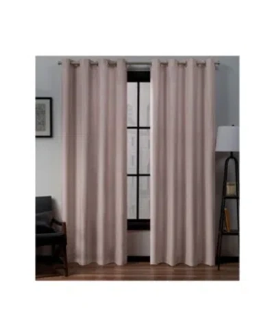 Exclusive Home Loha Linen Grommet Top Window Curtain Panel Pair, 54" X 108" In Pink