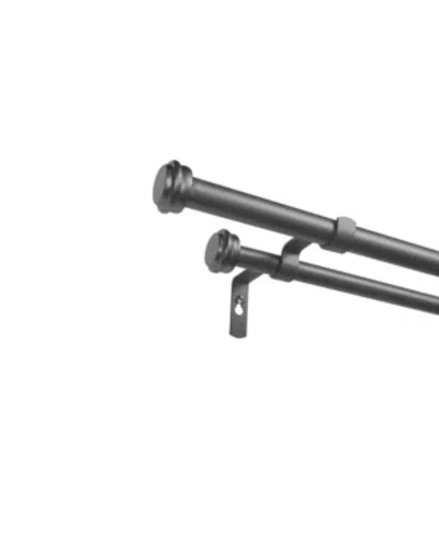 Exclusive Home Topper Double Curtain Rod And Finial Set, 66"-120" In Grey