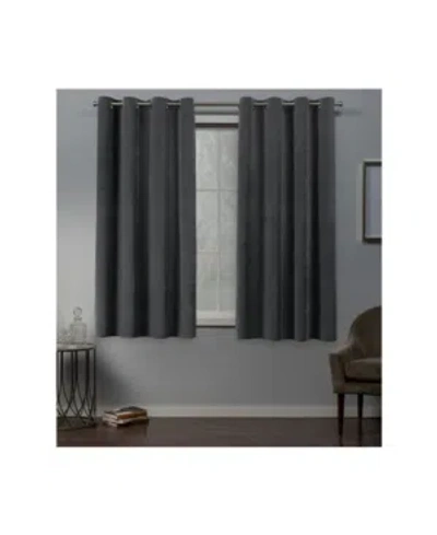 Exclusive Home Velvet Heavyweight Grommet Top Curtain Panel Pair, 54" X 63" In Lightpaste