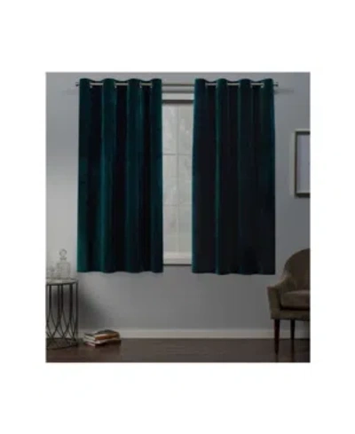 Exclusive Home Velvet Heavyweight Grommet Top Curtain Panel Pair, 54" X 63" In Medium Gre