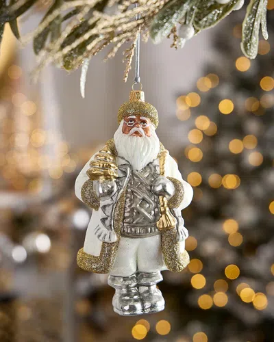 Exclusive Neiman Marcus Tyson & Apos;s Corner African American Santa Christmas Ornament In White