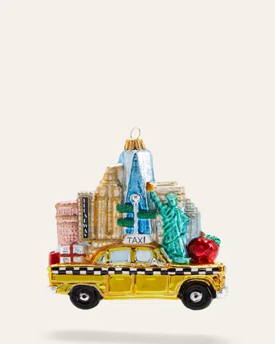 Exclusive Nyc Taxi With Buildings Christmas Ornament In Multi