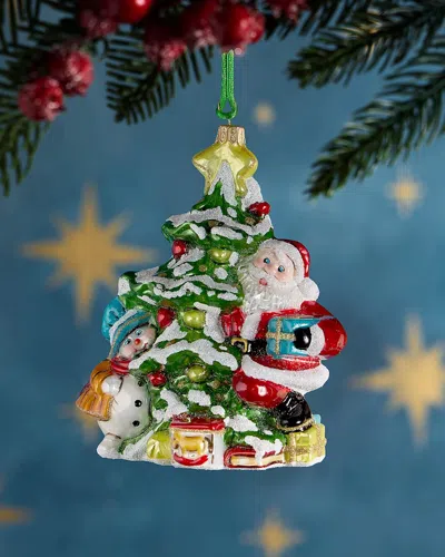 Exclusive Santa & Snowman With Tree Christmas Ornament In Multi