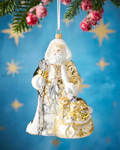 Exclusive Santa With Big Sack Glass Ornament In Multi