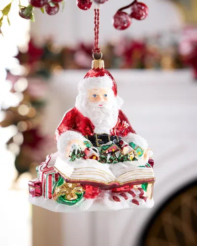 Exclusive Santa With Book Christmas Ornament In Multi