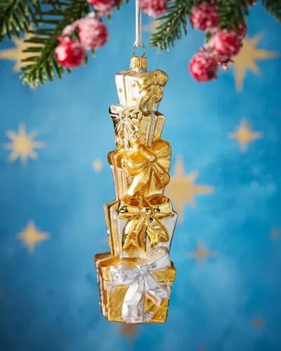 Exclusive Stack Of Presents Glass Ornament In Gold