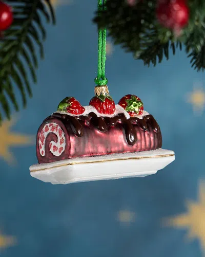 Exclusive Strawberry Chocolate Yule Log Christmas Ornament In Multi
