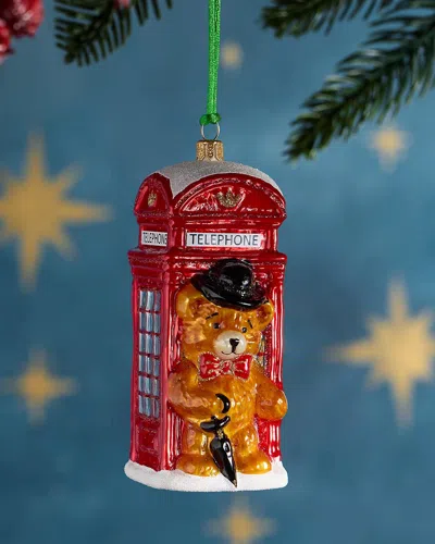 Exclusive Teddy Bear In Phone Booth Christmas Ornament In Red