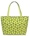 Exclusive Thredz Women's Slanted Geo Tote Handbags In Matt Lime