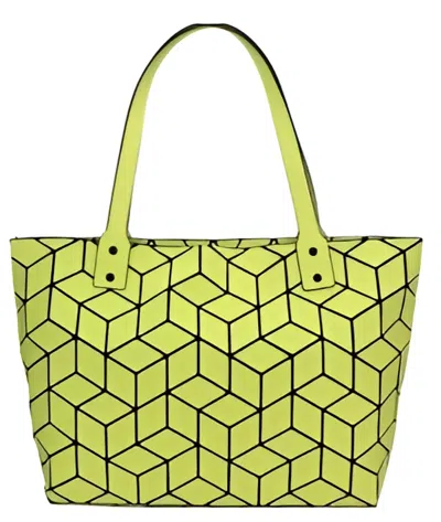 Exclusive Thredz Women's Slanted Geo Tote Handbags In Matt Lime