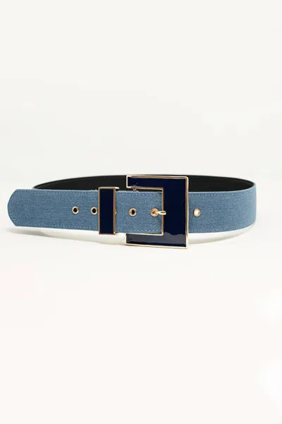 Exclusive Thredz Women's Square Buckle Belt In Light Denim