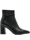 Exe' Buckle Leather Boots In Black