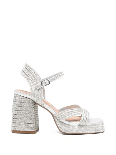 Exe' Havana Platform Sandals In Silver