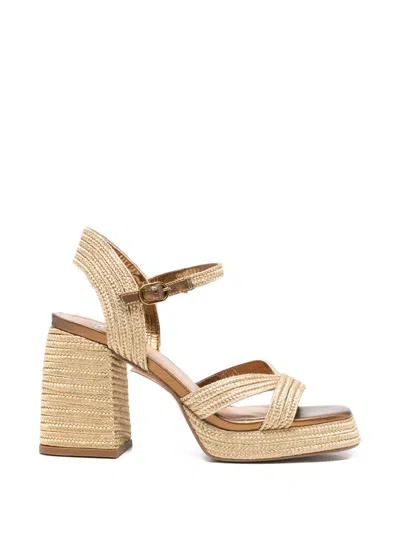 Exe' Havana Woven-effect Platform Sandals In Neutral