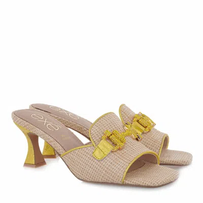 Exe' Lucia Raffia Beige Sandal In Yellow