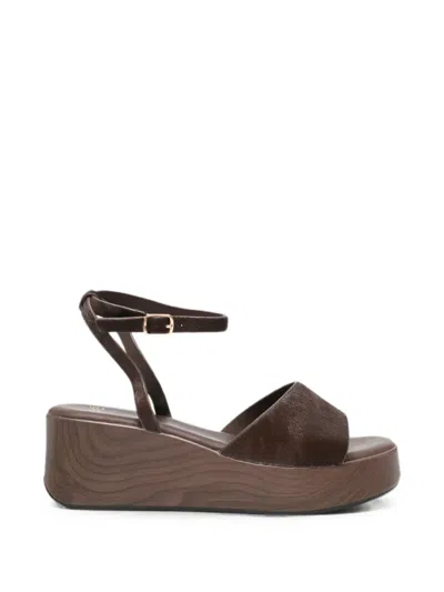 Exe' Pony-hair Wedge Sandals In Brown
