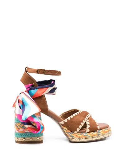 Exe' Scarf-detail Whipstitch-trim Sandals In Black