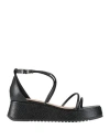 Exe' Woman Sandals Black Size 9 Textile Fibers In Black
