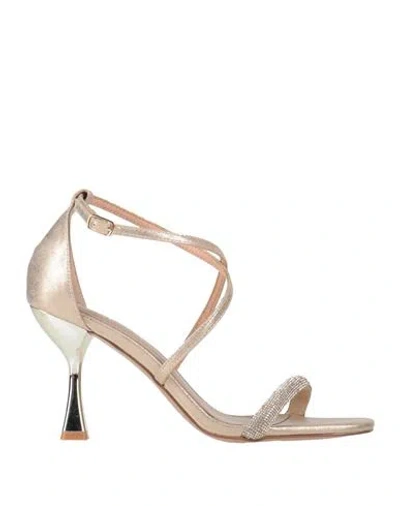 Exe' Woman Sandals Platinum Size 9 Textile Fibers In Gold