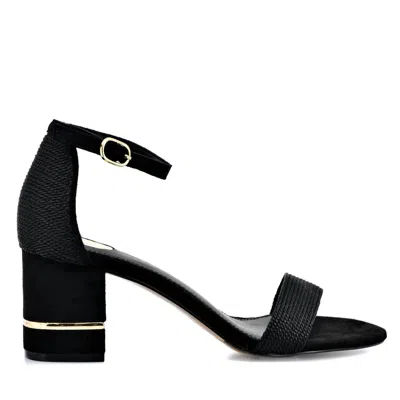 Exe' Women's Ankle Strap Mid Heel Sandal In Black