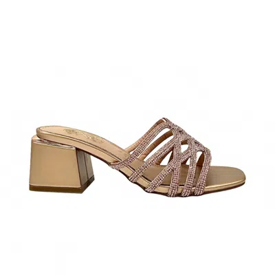Exe' Women's Carmen Block Heeled Evening Sandal In Champagne In Gold