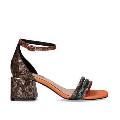 Exe' Women's Carmen Low Heel Sandal In Orange Multi In Brown