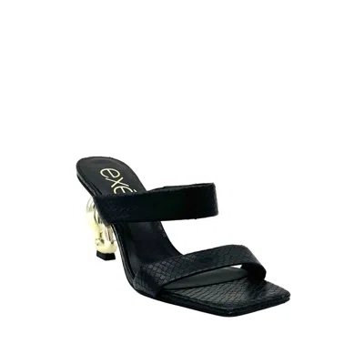 Exe' Women's Double-strap Chain-link Heel Slide Sandal In Black