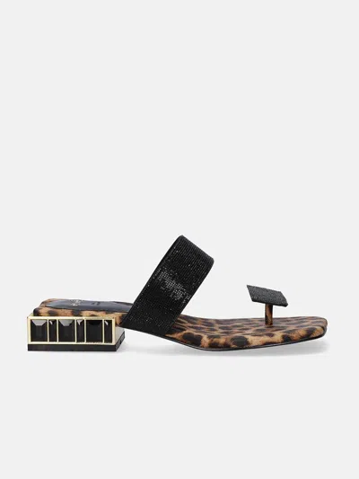 Exe' Women's Flat Sandal In Leopard Black