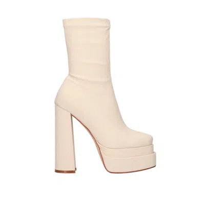 Exe' Women's High Block Heeled Platform Bootie In Beige In White