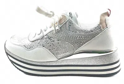 Exe' Women's Lace Up Low Wedge Platform Fashion Sneaker In Silver In Gray