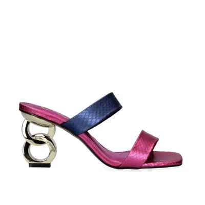Exe' Women's Lilian 162 Low Heeled Sandal In Blue/fushia In Multi