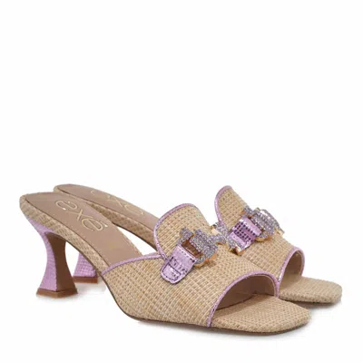 Exe' Women Lucia Raffia Lilac Sandal In Beige In Pink